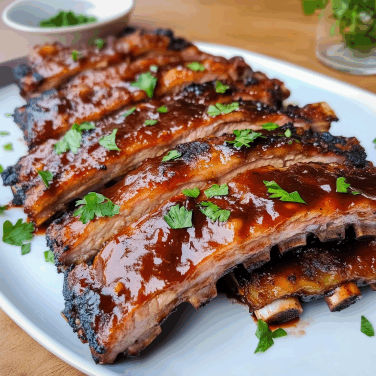 Ribs with BBQ Sauce and Parsley
