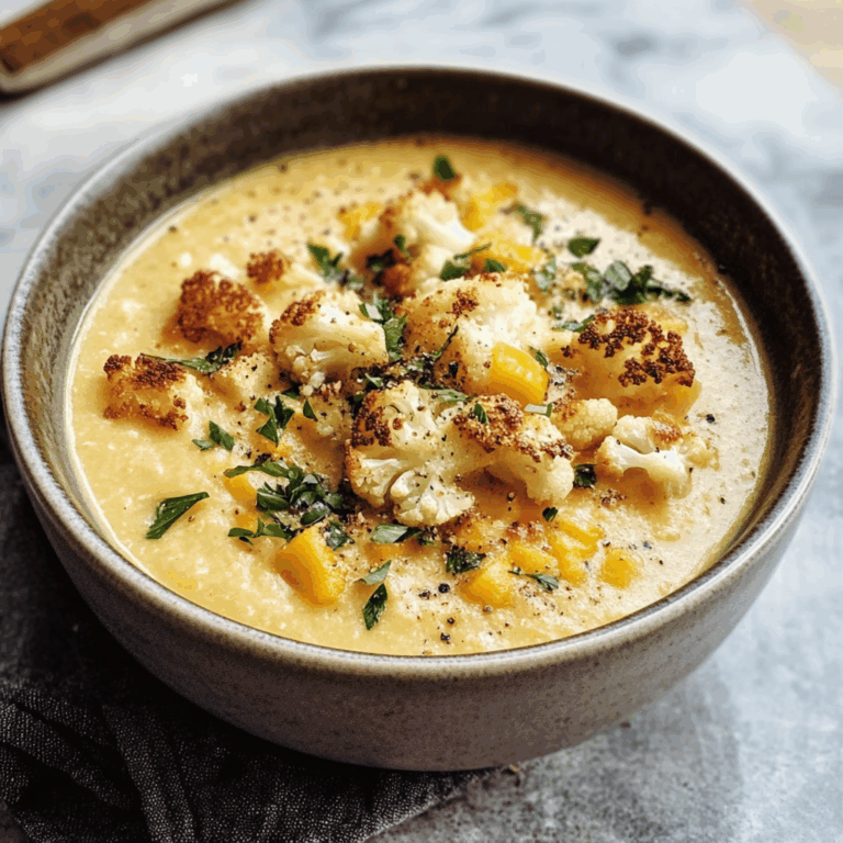 Roasted Cheddar Cauliflower Soup