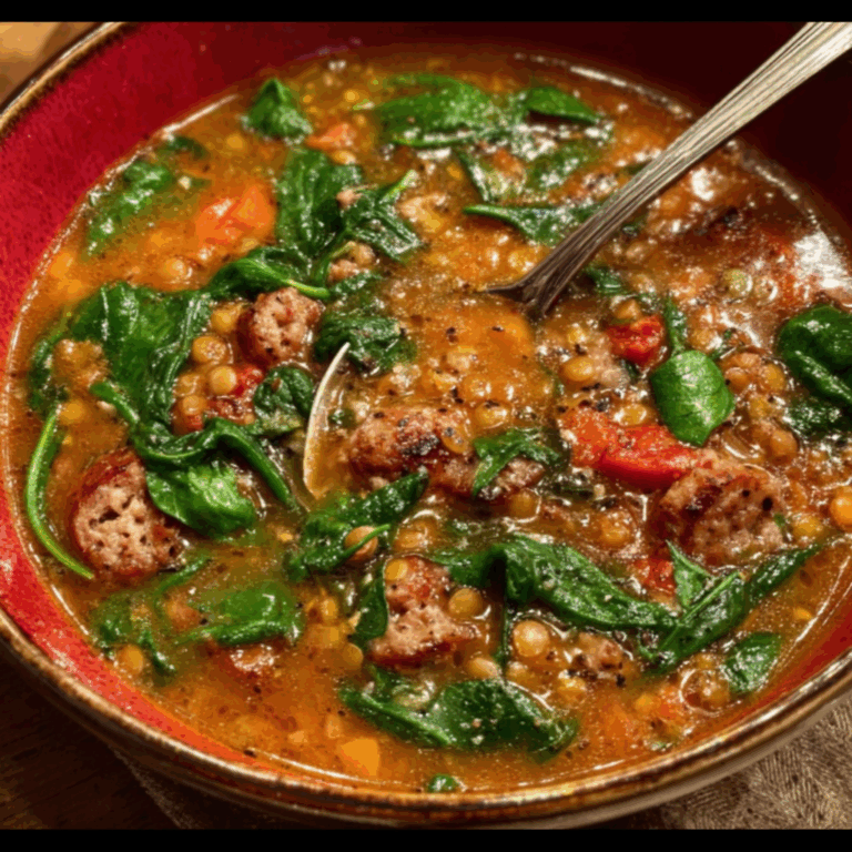 Sausage and Lentil Soup with Spinach