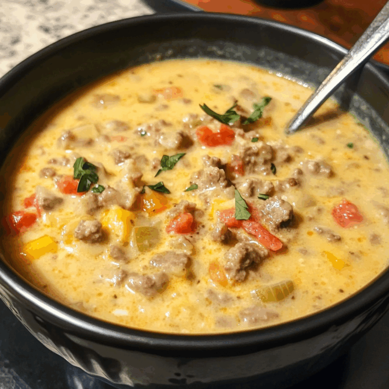 Slow Cooked Cheeseburger Soup
