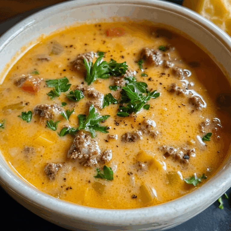 Slow Cooker Cheesy Burger Flavored Soup