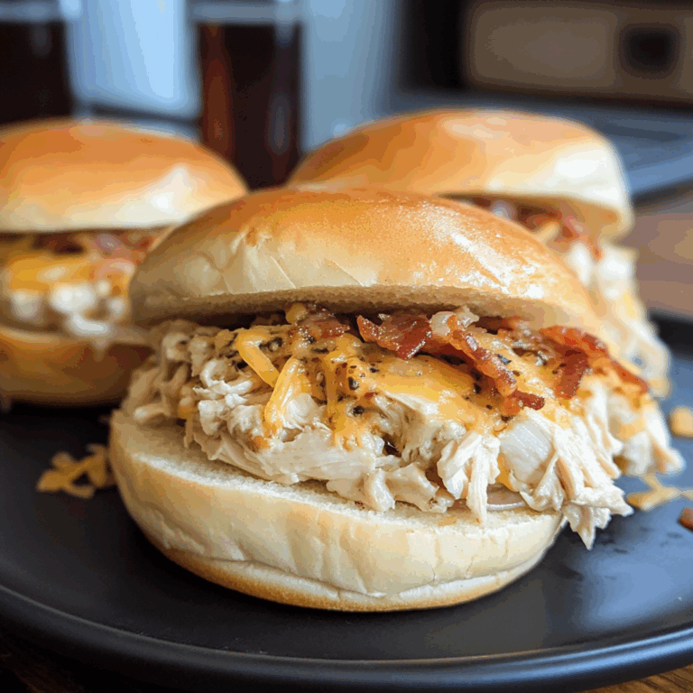 Slow Cooker Chicken Bacon Ranch Sandwiches