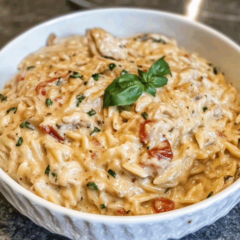 Slow Cooker Creamy Tuscan Chicken Orzo
