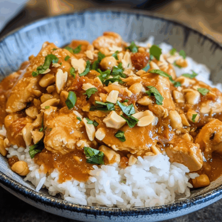 Slow Cooker Peanut Chicken with White Rice and Cilantro