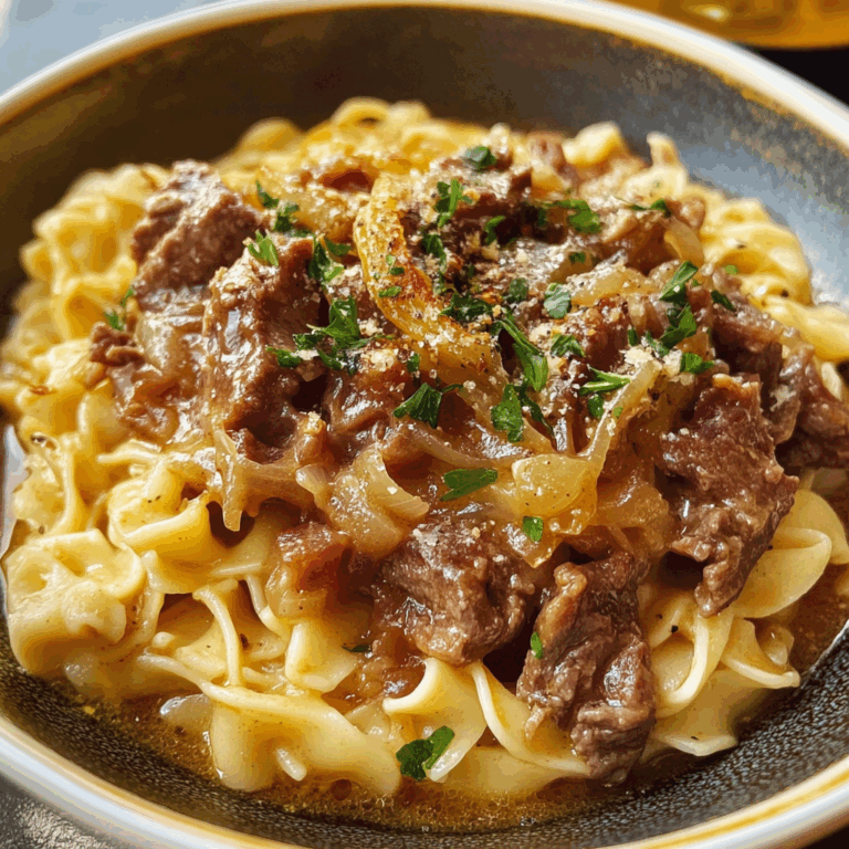Delectable French Onion Beef and Noodles