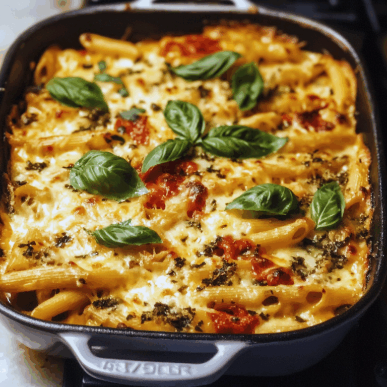 One Pan Baked Cheesy Basil Pasta
