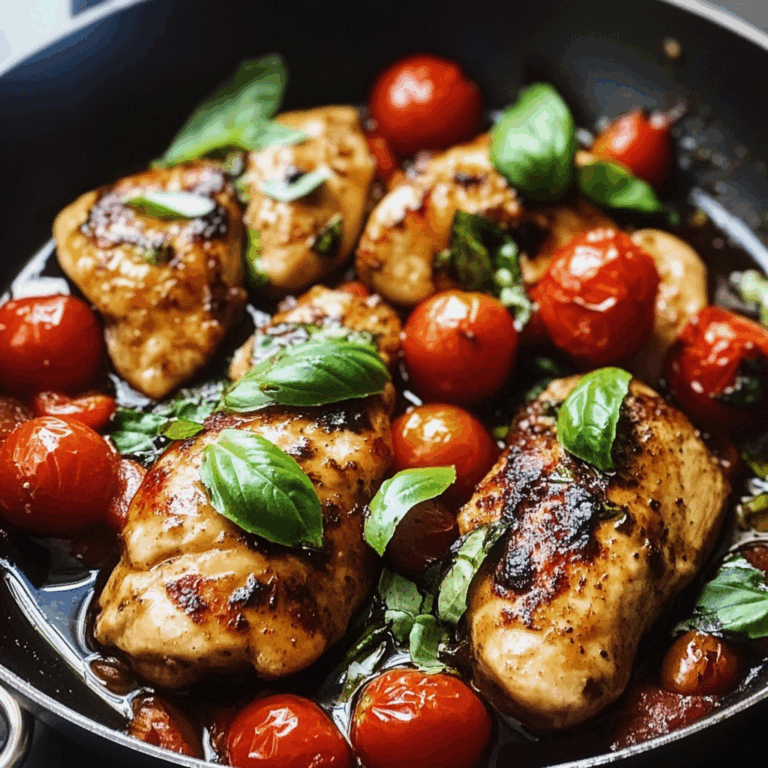 One Pan Balsamic Chicken with Tomatoes and Basil