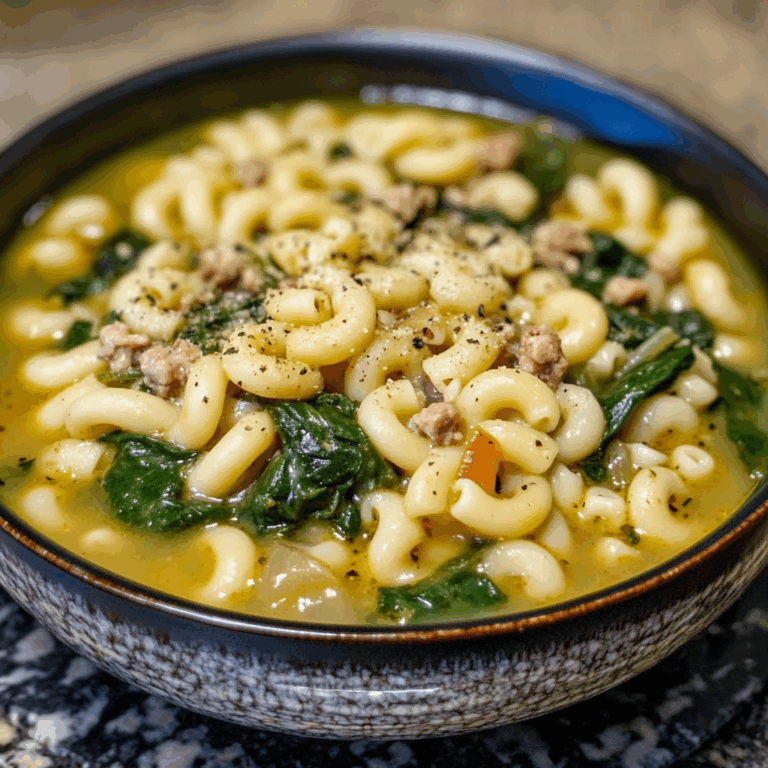 Creamy Macaroni and Spinach Soup