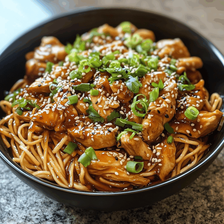 Chicken Teriyaki Noodles with Sesame Seeds and Scallions