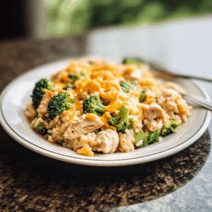 Easy Cheesy Chicken Broccoli Rice Casserole