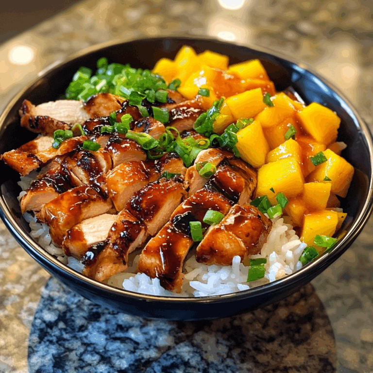 Hawaiian Style Teriyaki Chicken with Rice and Mangoes