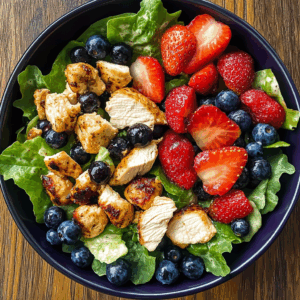 Healthy Chicken Salad with Strawberries and Blueberries