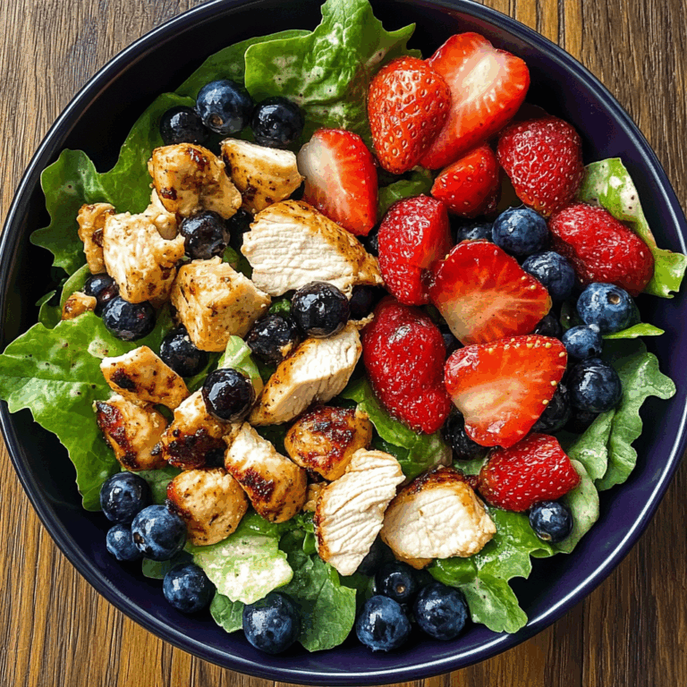 Healthy Chicken Salad with Strawberries and Blueberries