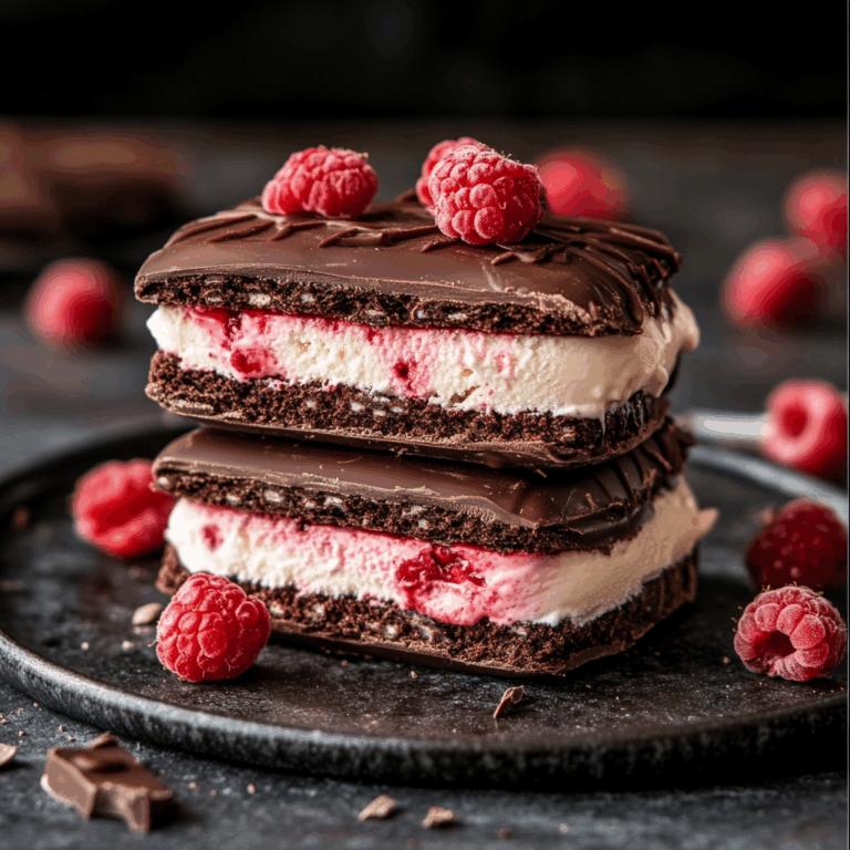 Irresistible Ice Cream Sandwich Cake with Chocolate and Raspberries