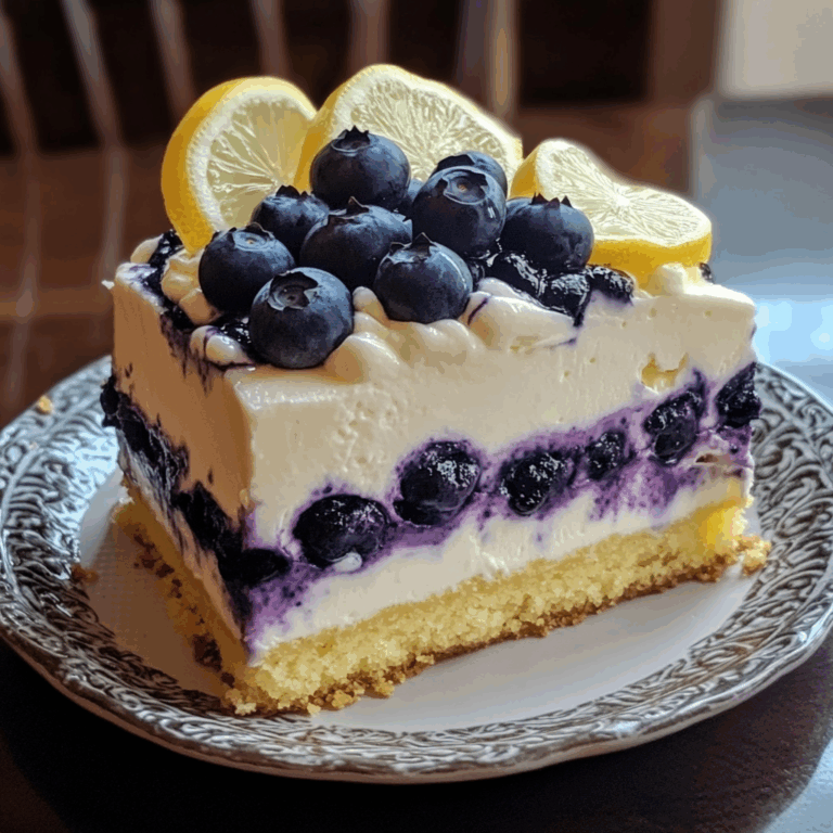 Lemon Blueberry Shortbread Mousse Cake