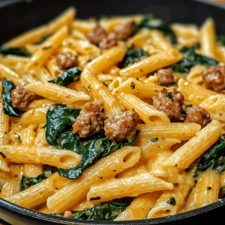 One-Pan Creamy Penne with Spinach and Italian Sausage