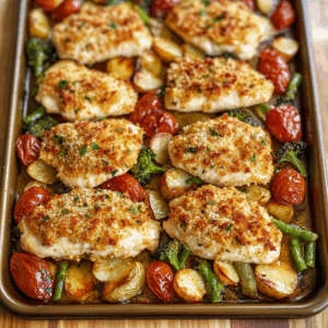 Parmesan Crusted Chicken Sheet Pan