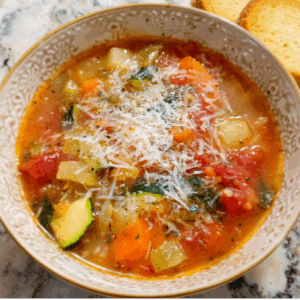 Healthy Tuscan Vegetable Soup with Carrots and Parmesan