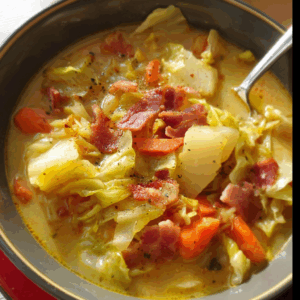 Hearty Irish Bacon, Cabbage and Potato Soup