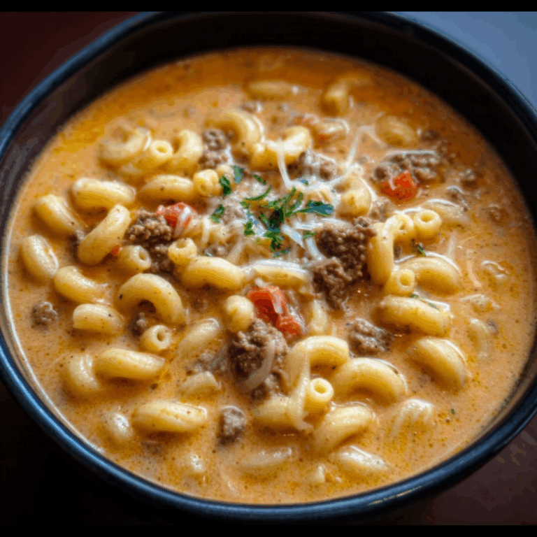 One Pot Macaroni Cheeseburger Soup