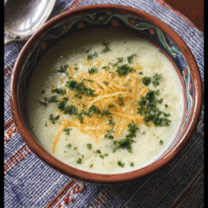 Creamy Potato Soup with Cheese and Parsley